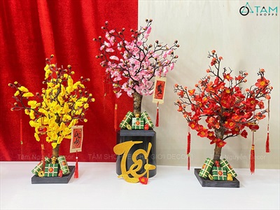 Cây Mai Đào thân gỗ để bàn [Tỉ mỉ - Nhẹ] C50cm CAYCANH-TET-01